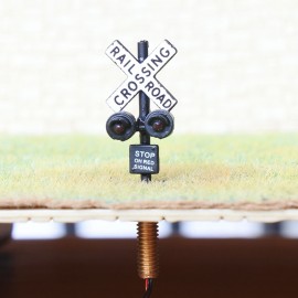 1 x N scale railroad grade crossing signal light 2 track sign LED made #csnBL6